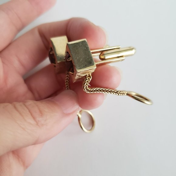 VTG Square Large Jewel Gold Toned Cuff Links - Picture 4 of 8